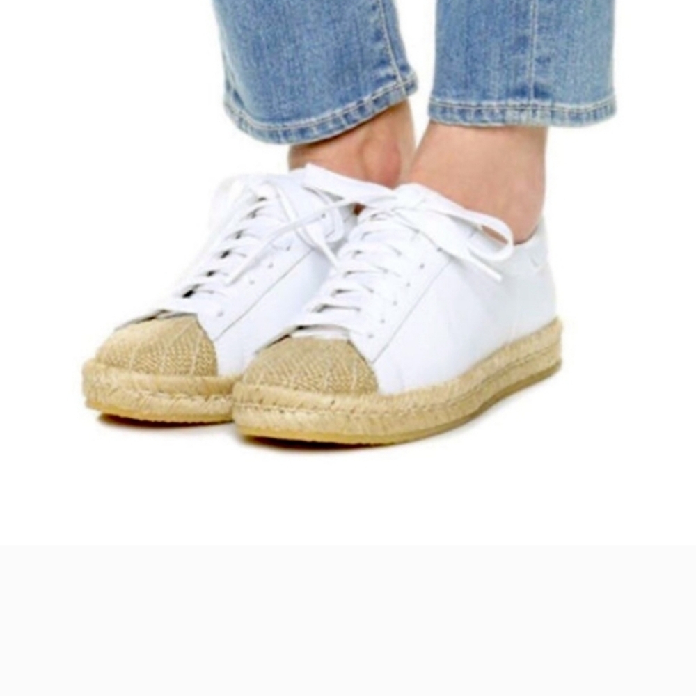 Alexander Wang Womens White Leather with Brown Burlap Shoe's Sneakers